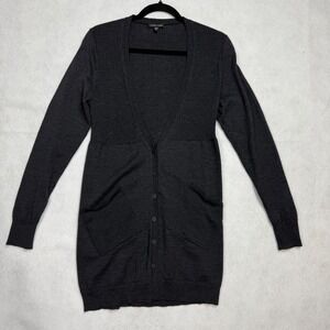 EILEEN FISHER Women's Wool Button Front Cardigan Ribbed Knit Size‎ XS Charcoal